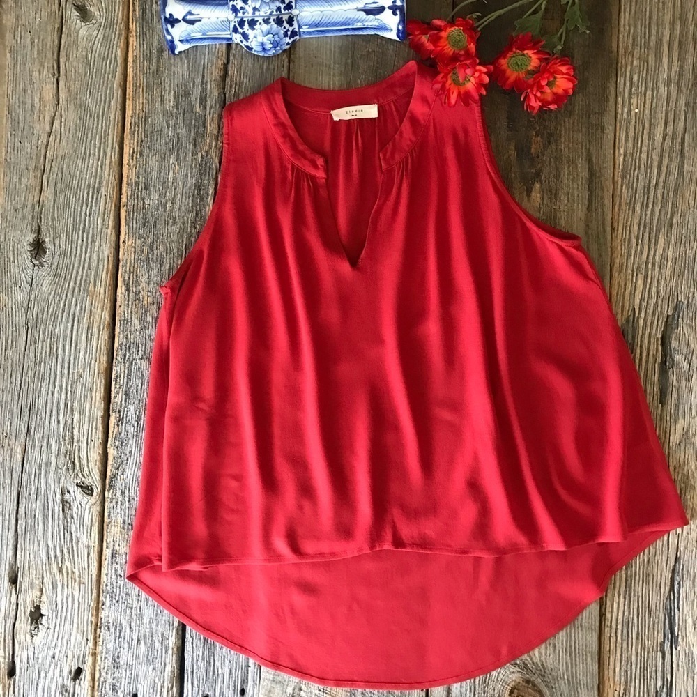 elodie Coral Orange High-Low Sleeveless Top Size Medium - Picture 7 of 9